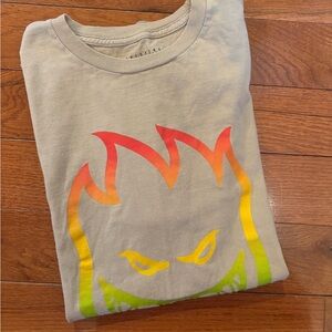 Spitfire Tee in Gray with Vibrant Flame Design-size M